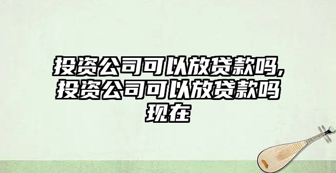 投資公司可以放貸款嗎,投資公司可以放貸款嗎現(xiàn)在