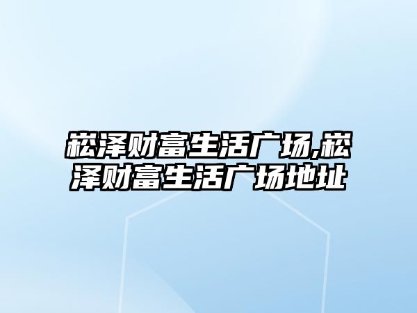 崧澤財富生活廣場,崧澤財富生活廣場地址