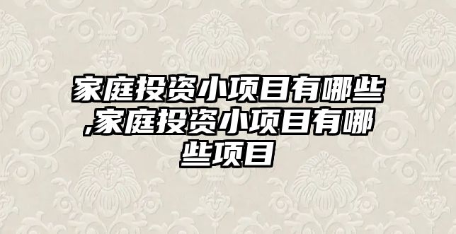 家庭投資小項目有哪些,家庭投資小項目有哪些項目