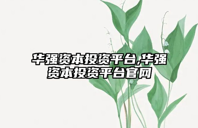 華強(qiáng)資本投資平臺,華強(qiáng)資本投資平臺官網(wǎng)