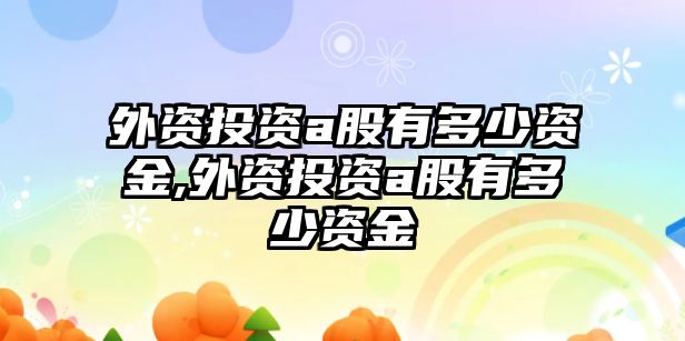 外資投資a股有多少資金,外資投資a股有多少資金