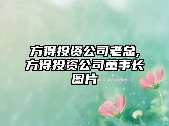 方得投資公司老總,方得投資公司董事長圖片