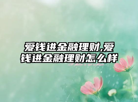 愛(ài)錢進(jìn)金融理財(cái),愛(ài)錢進(jìn)金融理財(cái)怎么樣