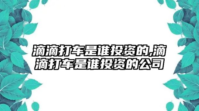 滴滴打車是誰投資的,滴滴打車是誰投資的公司