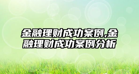 金融理財(cái)成功案例,金融理財(cái)成功案例分析