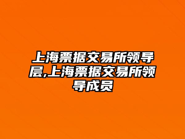 上海票據(jù)交易所領(lǐng)導層,上海票據(jù)交易所領(lǐng)導成員