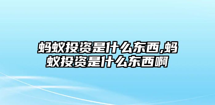 螞蟻投資是什么東西,螞蟻投資是什么東西啊