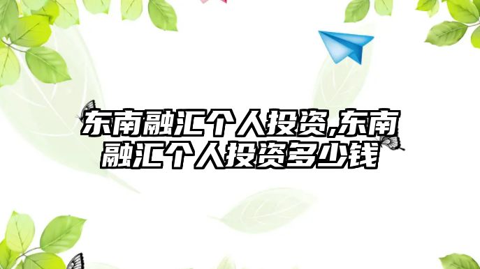 東南融匯個(gè)人投資,東南融匯個(gè)人投資多少錢