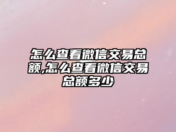 怎么查看微信交易總額,怎么查看微信交易總額多少