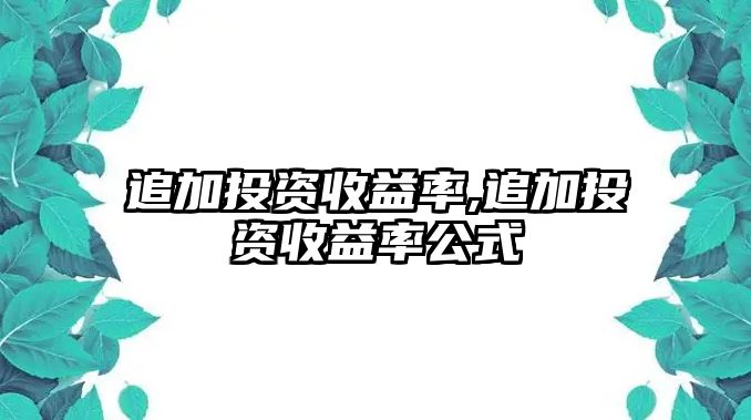 追加投資收益率,追加投資收益率公式