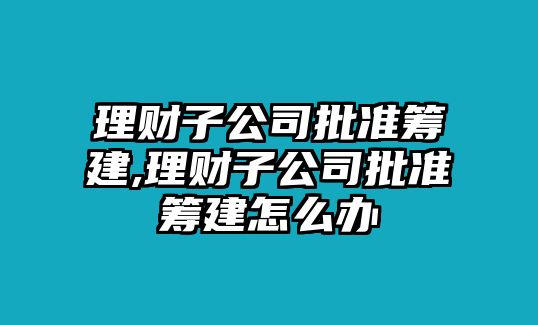 理財(cái)子公司批準(zhǔn)籌建,理財(cái)子公司批準(zhǔn)籌建怎么辦