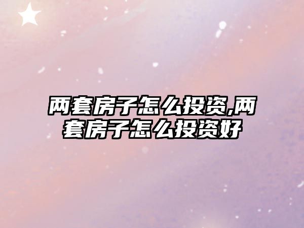 兩套房子怎么投資,兩套房子怎么投資好