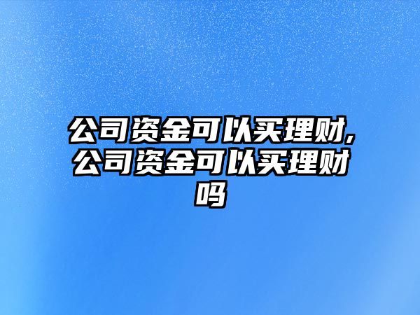 公司資金可以買理財,公司資金可以買理財嗎