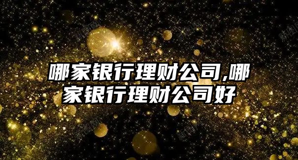 哪家銀行理財公司,哪家銀行理財公司好