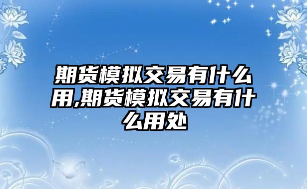 期貨模擬交易有什么用,期貨模擬交易有什么用處