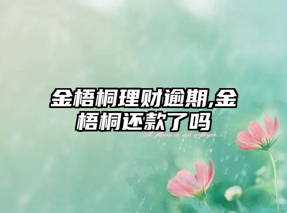 金梧桐理財(cái)逾期,金梧桐還款了嗎