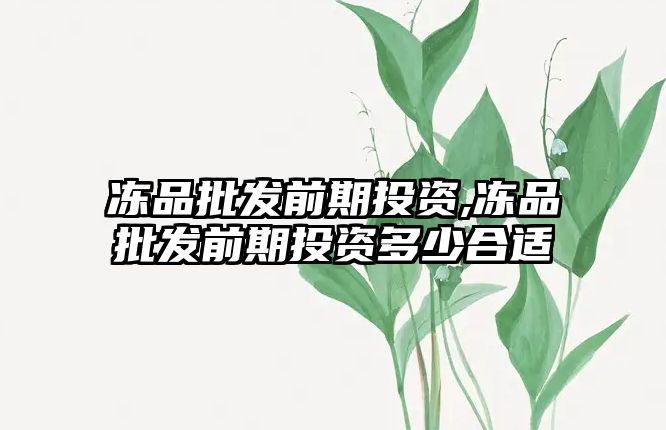 凍品批發(fā)前期投資,凍品批發(fā)前期投資多少合適