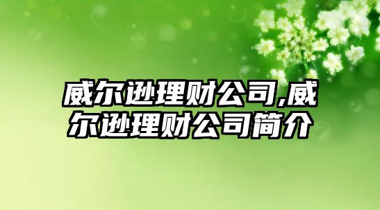 威爾遜理財(cái)公司,威爾遜理財(cái)公司簡介