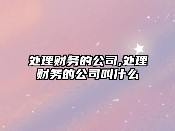 處理財務的公司,處理財務的公司叫什么