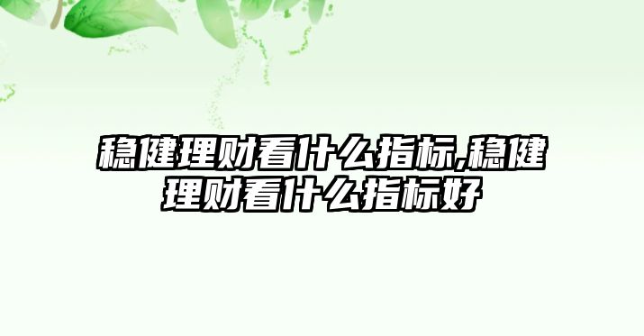 穩(wěn)健理財看什么指標,穩(wěn)健理財看什么指標好