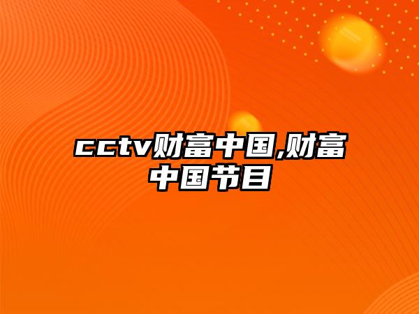 cctv財富中國,財富中國節(jié)目