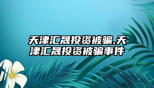 天津匯晟投資被騙,天津匯晟投資被騙事件