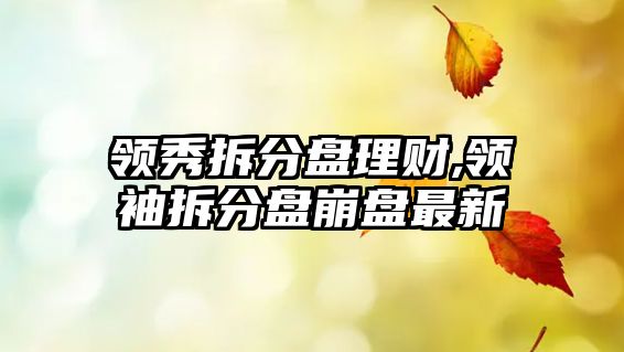 領秀拆分盤理財,領袖拆分盤崩盤最新