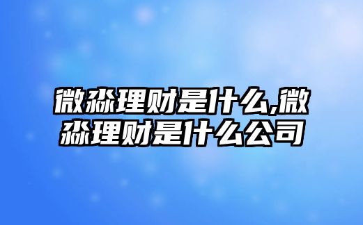 微淼理財是什么,微淼理財是什么公司