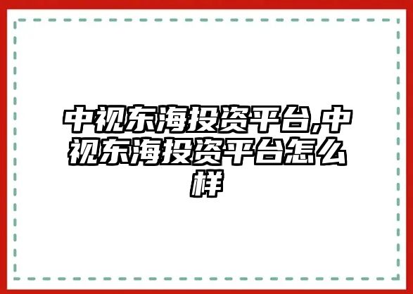 中視東海投資平臺,中視東海投資平臺怎么樣