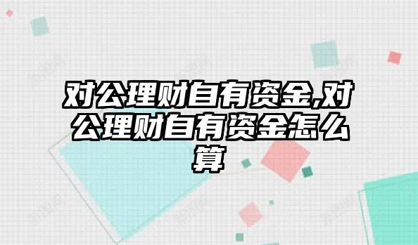 對公理財(cái)自有資金,對公理財(cái)自有資金怎么算